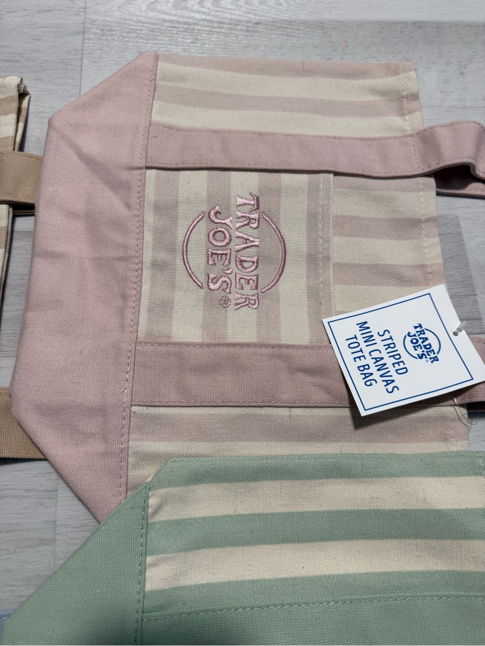 New Trader Joe’s Summer Striped Mini Canvas Tote Bags All 4 Colors - Picture 3 of 7